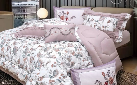 Maali Cotton Double Face Comforter Bedding Set 6 PCS - Queen Multi Color