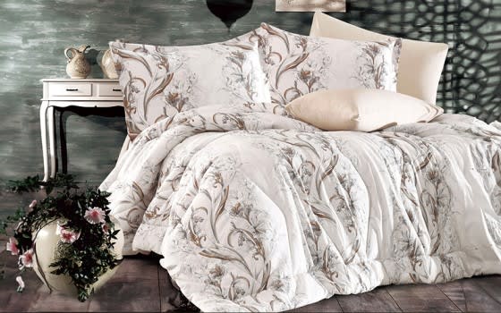 Rodina Comforter Bedding Set 6 PCS - King White & Beige