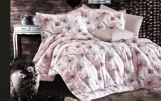 Rodina Comforter Bedding Set 6 PCS - King Cream & Pink