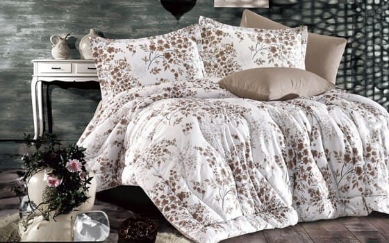 Rodina Comforter Bedding Set 4 PCS - Single White & Beige