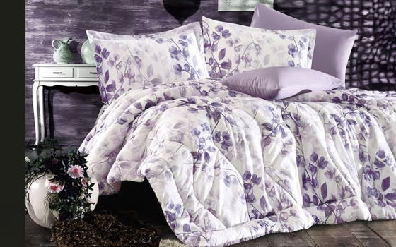 Rodina Comforter Bedding Set 4 PCS - Single White & Purple