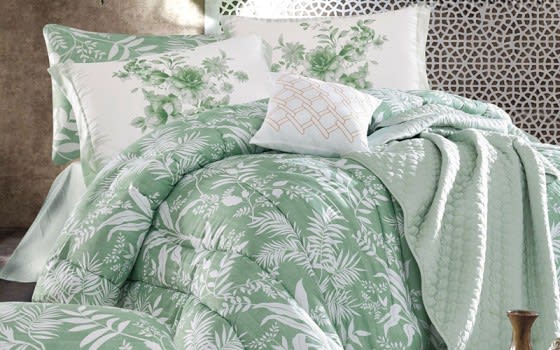 Emma Comforter Bedding Set 8 PCS - King Green & White