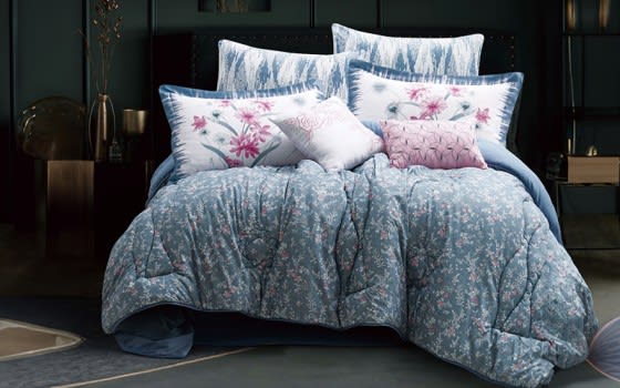 Rosario Comforter Bedding Set 8 PCS - King Turquoise