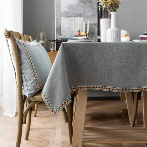 Linen Cotton Plain Tablecloth 1 Pc - Grey