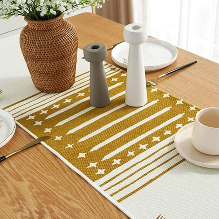Handwoven Table Runner With Tassels 1 Pc - Cream