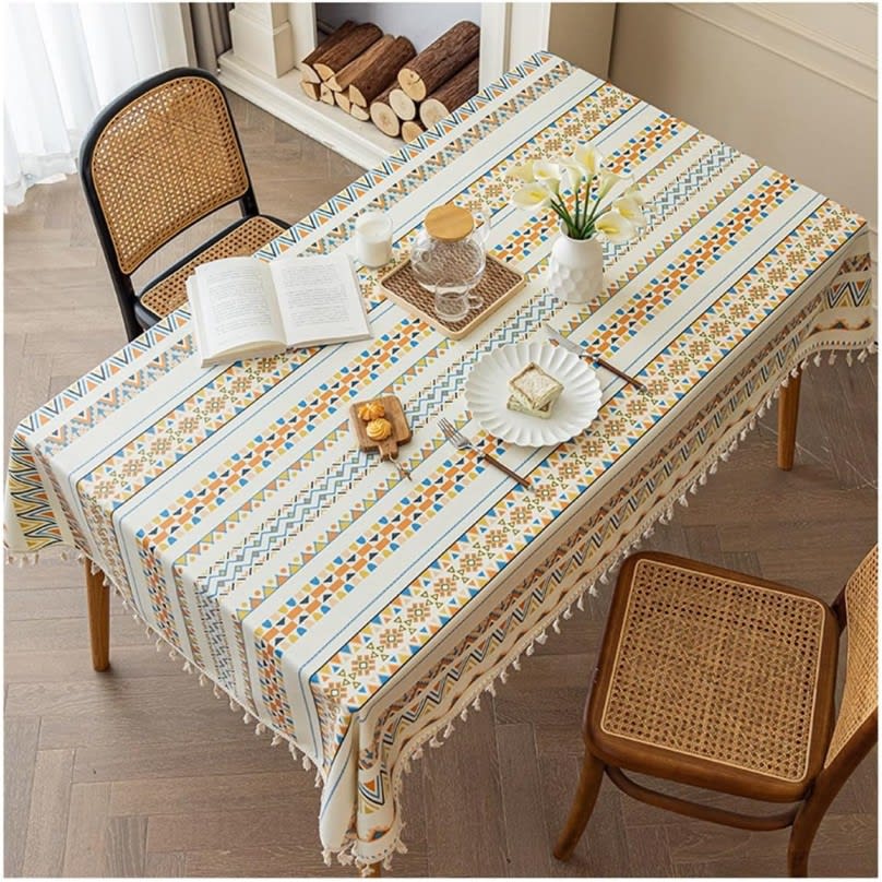Linen Cotton Waterproof Tablecloth 1 Pc - Multi Color