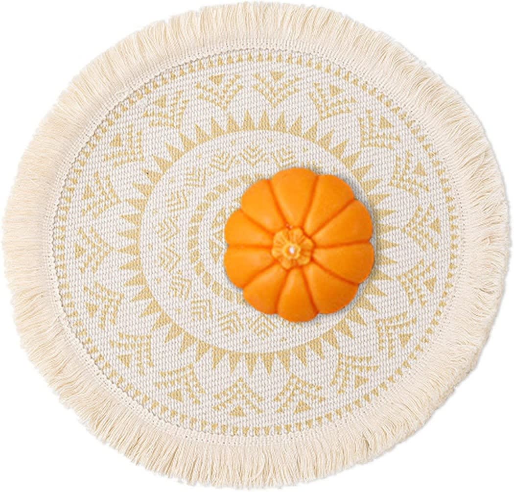 Round Cotton Handwoven Placemat 1 Pc - Cream