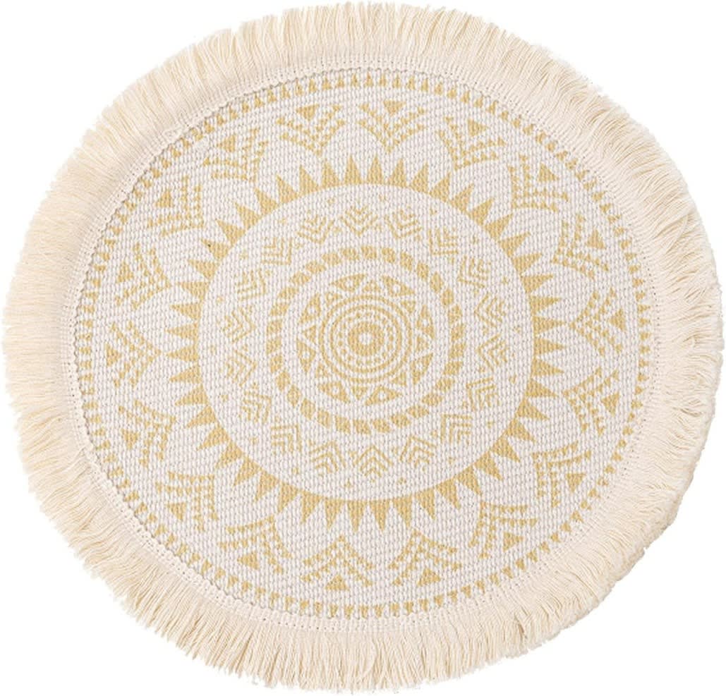 Round Cotton Handwoven Placemat 1 Pc - Cream