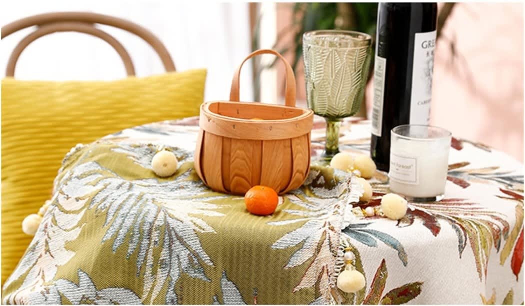 Round Cotton Linen Jacquard Tablecloth 1 Pc - Multi Color