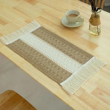 Cotton Linen Handwoven Placemat 1 Pc - Beige