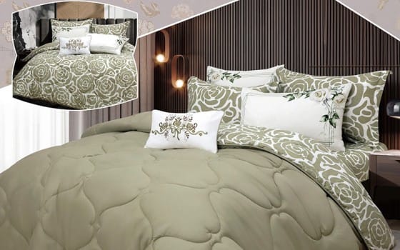 Spring Cotton Double Face Comforter Bedding Set 7 PCS - King Mint