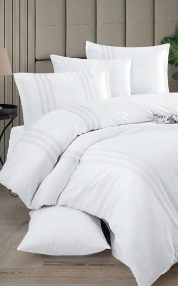 Clasy Cotton Duvet Cover Bedding Set Without Filling 6 PCS - King White