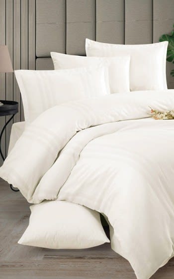 Clasy Cotton Duvet Cover Bedding Set Without Filling 6 PCS - King Cream