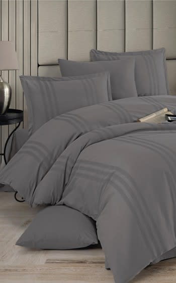 Clasy Cotton Duvet Cover Bedding Set Without Filling 6 PCS - King Grey