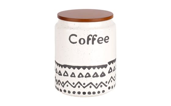 Ceramic Coffee & Sugar & Tea Canister Set 3 PCS - Off White & Brown