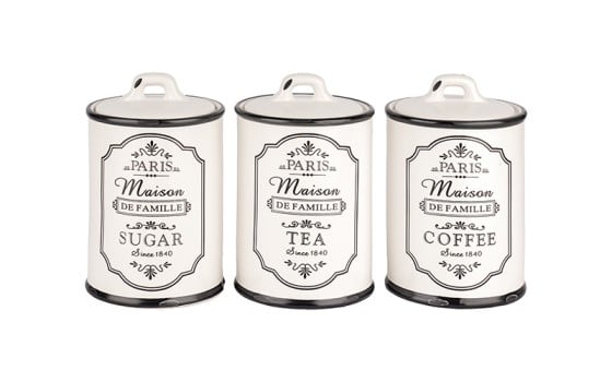 Ceramic Coffee & Sugar & Tea Canister Set 3 PCS - White
