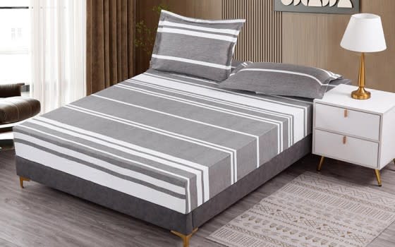 Flona BedSheet Set 3 PCS - King Grey & White