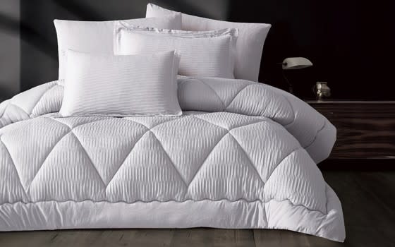 Alma Stripe Comforter Bedding Set 6 PCS - King L.Grey