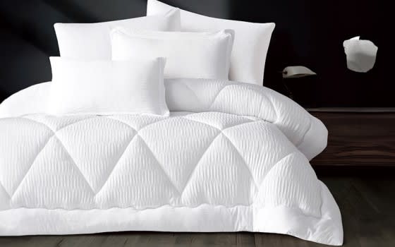 Alma Stripe Comforter Bedding Set 6 PCS - King White
