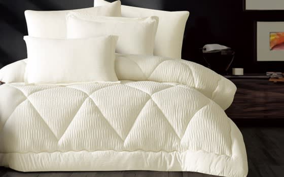 Alma Stripe Comforter Bedding Set 6 PCS - King Cream