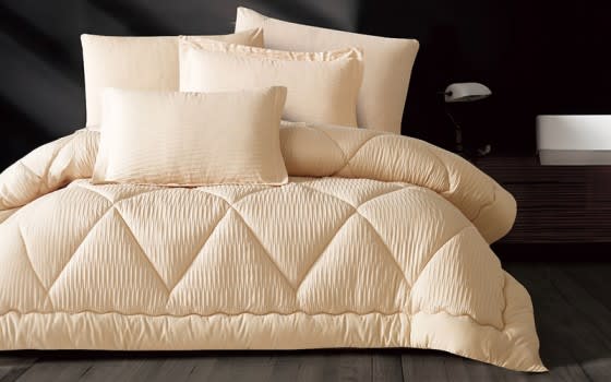 Alma Stripe Comforter Bedding Set 6 PCS - King Beige