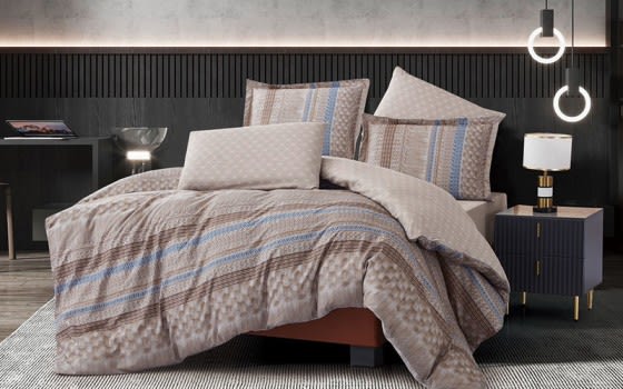 Stella Double Face Comforter Bedding Set 6 PCS - King Beige