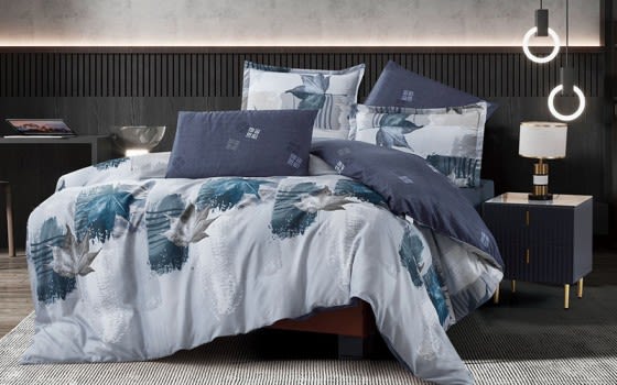 Stella Double Face Comforter Bedding Set 6 PCS - King Grey