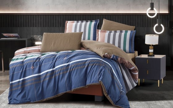 Stella Double Face Comforter Bedding Set 6 PCS - King Multi Color