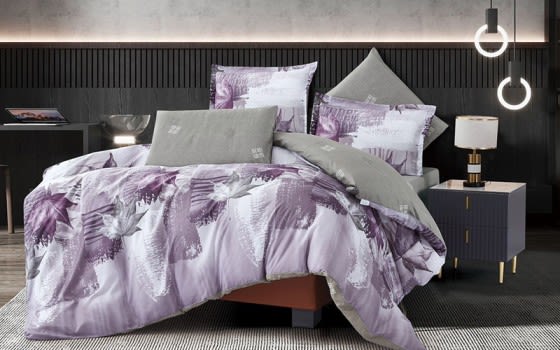 Stella Double Face Comforter Bedding Set 6 PCS - King Purple