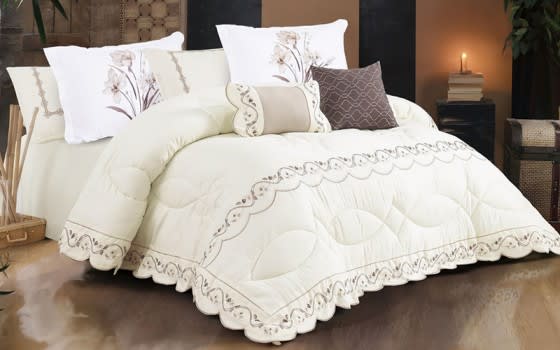 Fayrouz Embroidered Comforter Bedding Set 8 PCS - King Cream