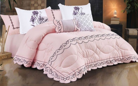 Fayrouz Embroidered Comforter Bedding Set 8 PCS - King Pink