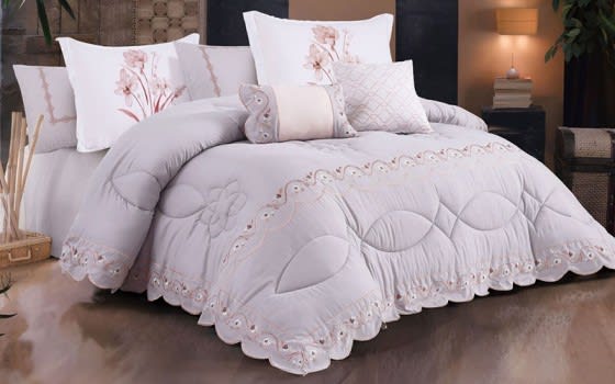 Fayrouz Embroidered Comforter Bedding Set 8 PCS - King Grey
