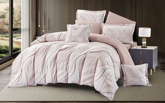 Tamara Cotton Double Face Comforter Bedding Set 8 PCS - King Pink