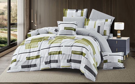 Tamara Cotton Double Face Comforter Bedding Set 8 PCS - King Multi Color