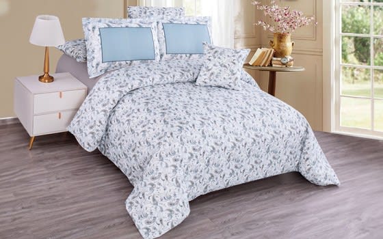 Guzel Comforter Bedding Set 7 PCS - King White & Grey