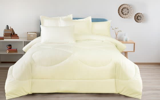 Armada Stripe Hotel Comforter Bedding Set 3 PCS - Single Cream