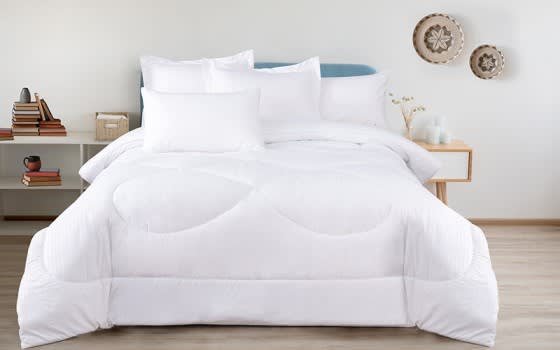 Armada Stripe Hotel Comforter Bedding Set 3 PCS - Single White