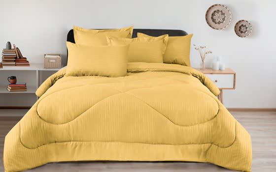 Armada Stripe Hotel Comforter Bedding Set 3 PCS - Single D.Yellow