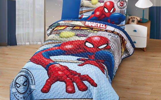 Disney Printed Kids Bed Spread 4 PCS - Blue & Red