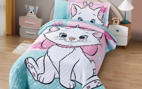 Disney Printed Kids Bed Spread 4 PCS - Turquoise & Pink
