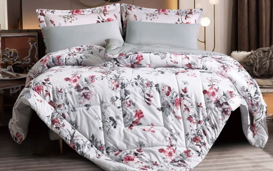 Emily Printed Comforter Bedding Set 6 PCS - King White