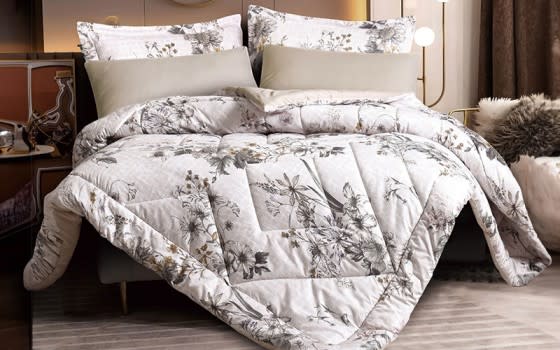 Emily Printed Comforter Bedding Set 6 PCS - King Off White