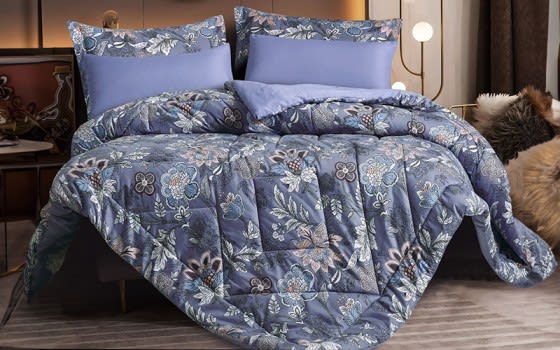 Emily Printed Comforter Bedding Set 6 PCS - King Grey