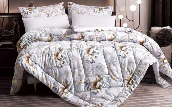 Emily Printed Comforter Bedding Set 6 PCS - King L.Beige