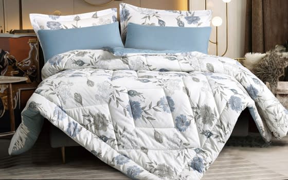 Emily Printed Comforter Bedding Set 4 PCS - Single White
