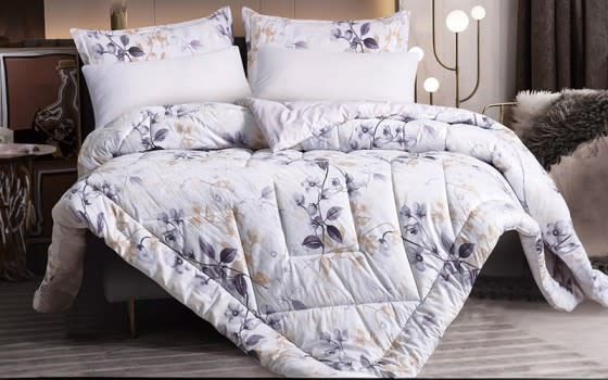 Emily Printed Comforter Bedding Set 4 PCS - Single White
