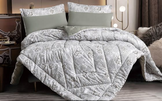 Emily Printed Comforter Bedding Set 4 PCS - Single Grey