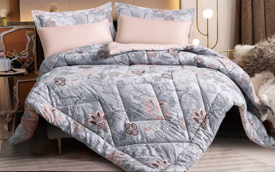 Emily Printed Comforter Bedding Set 4 PCS - Single Grey