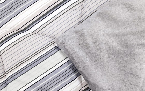 Armada Printed & Velvet Comforter Bedding Set 3 PCS - Single White & Grey