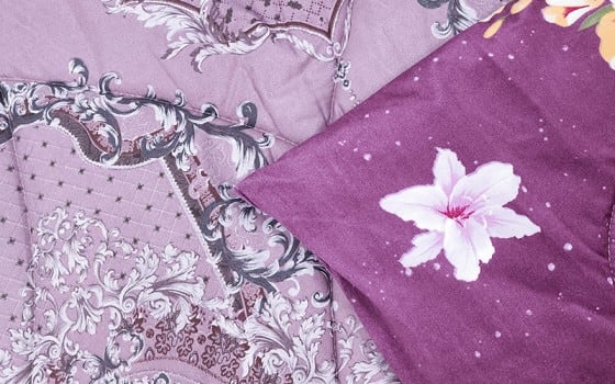 Armada Printed & Velvet Comforter Bedding Set 3 PCS - Single Pink